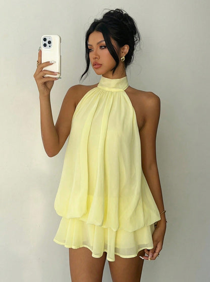 Halter Neck Backless Short Dress