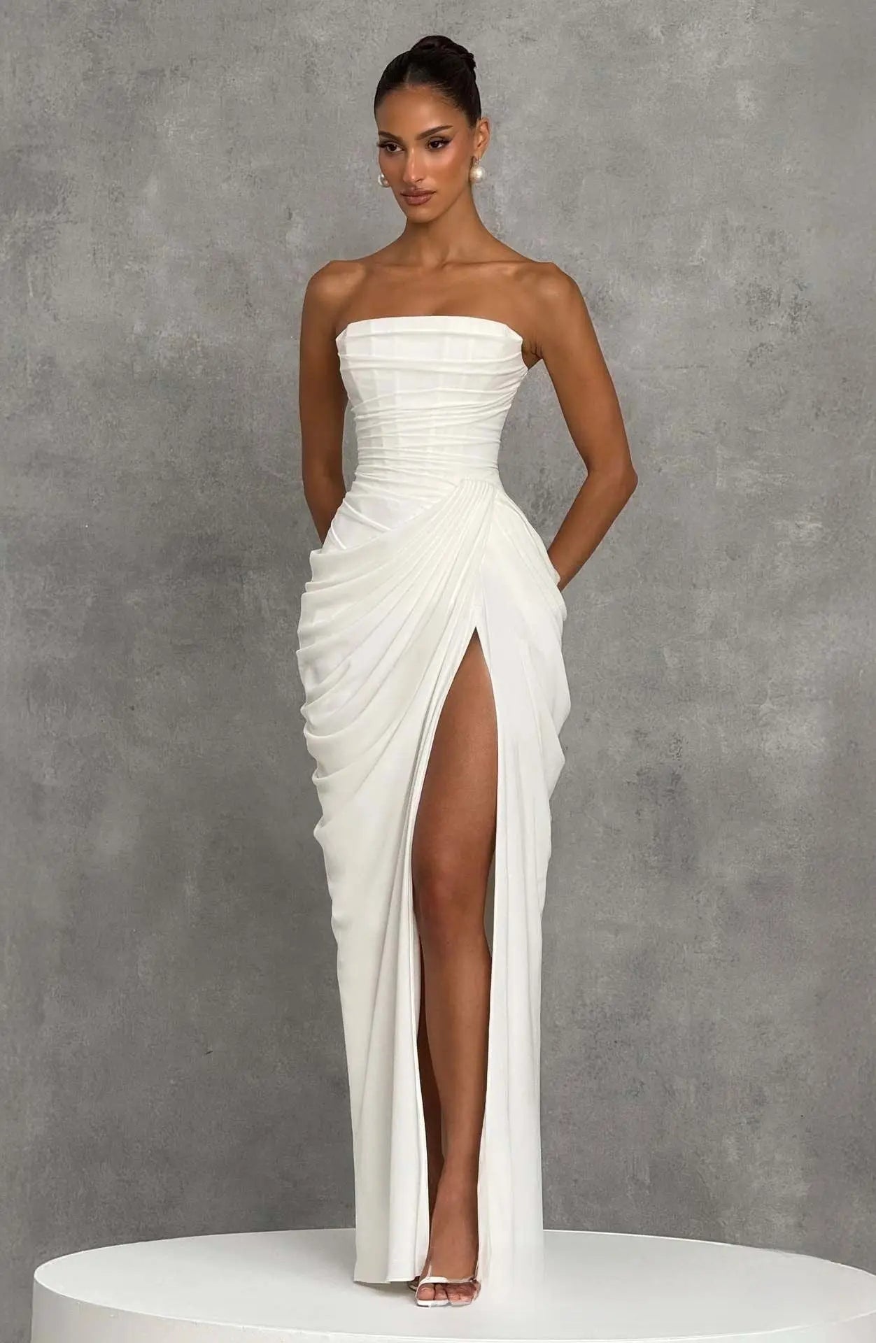 Elegant One Shoulder Evening Gown Drip Depot