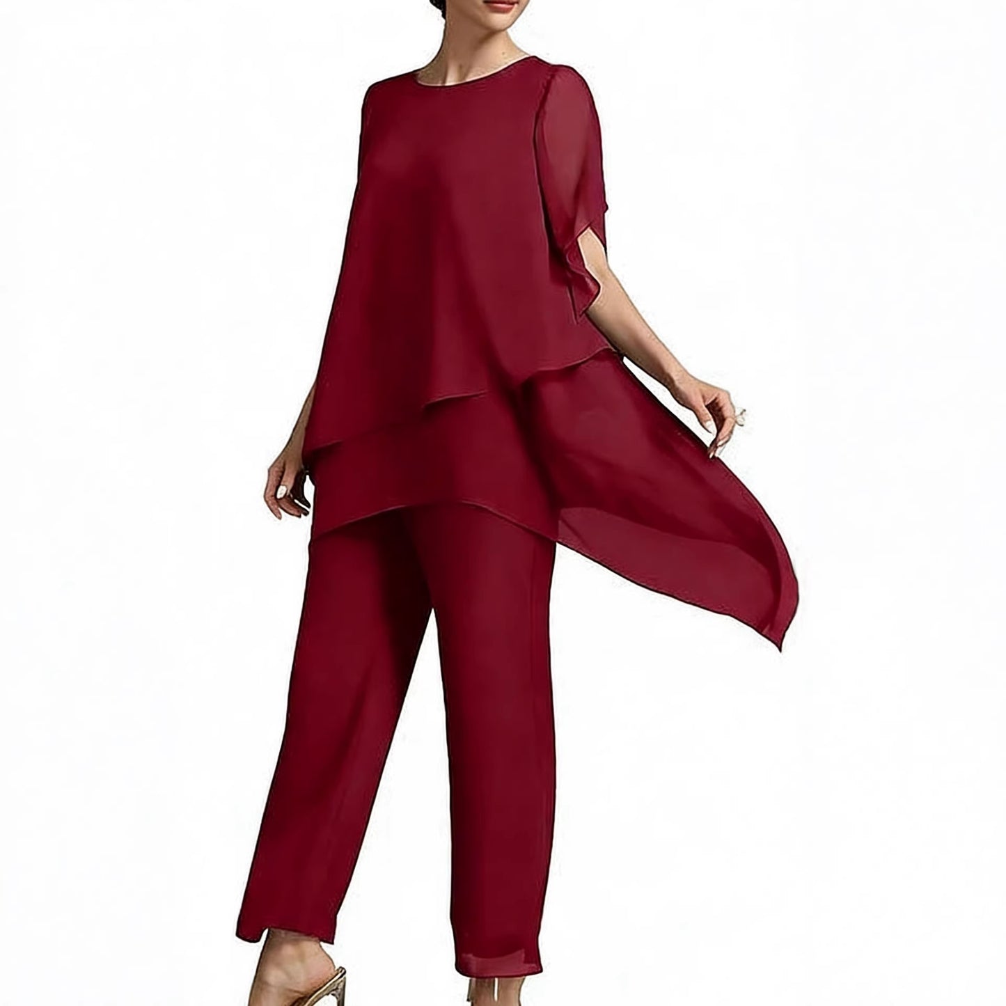 Elegant Chiffon Shirt and Pants Set