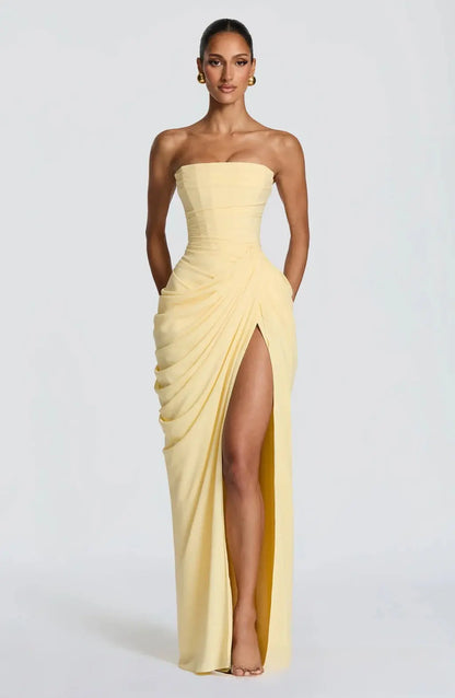 Elegant One Shoulder Evening Gown Drip Depot