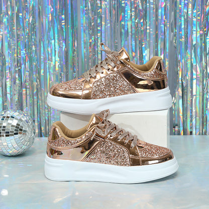 Thick Sole Sequined Casual Sneakers