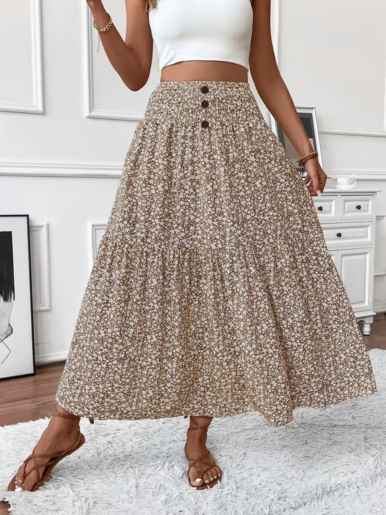 Floral Patchwork A-Line Skirt