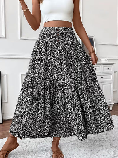 Floral Patchwork A-Line Skirt