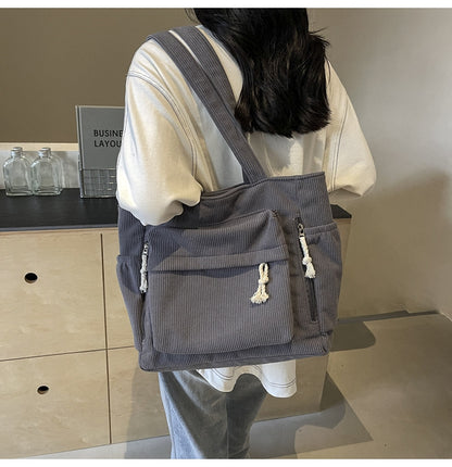 Simple corduroy tote bag