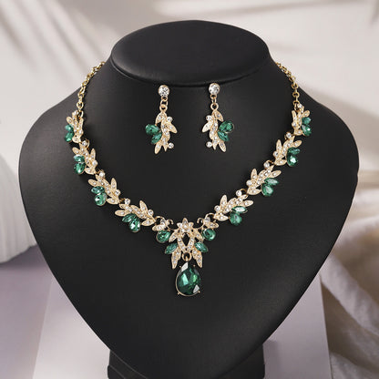 Bridal Necklace and Earring Set with Diamond Accents