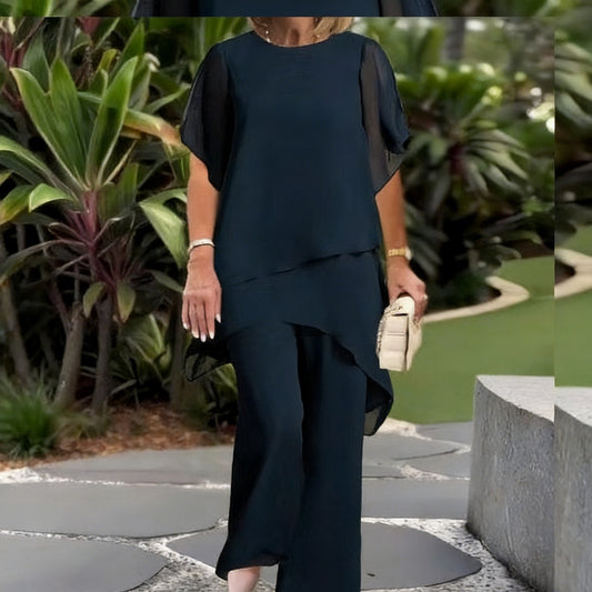 Elegant Chiffon Shirt and Pants Set