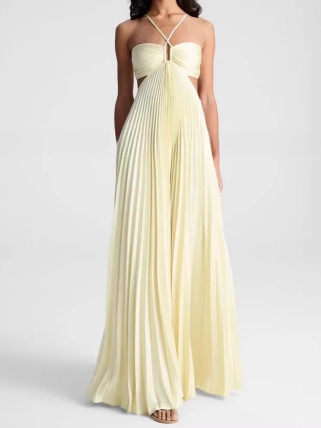 Yellow Halter Neck Dress Drip Depot