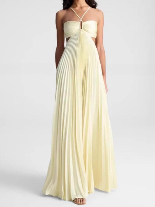 Yellow Halter Neck Dress Drip Depot
