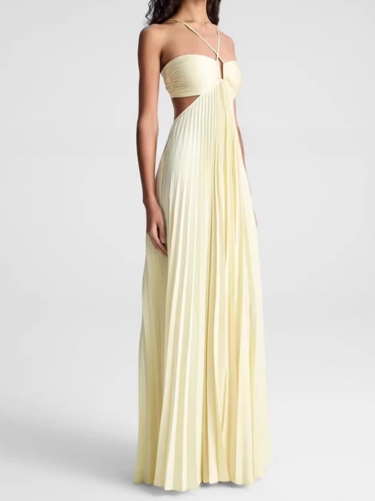 Yellow Halter Neck Dress Drip Depot