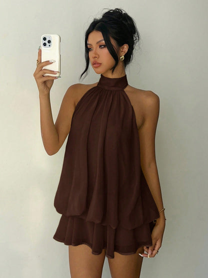 Halter Neck Backless Short Dress