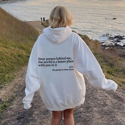 Letter Print Fleece Hoodie Sweatshirt