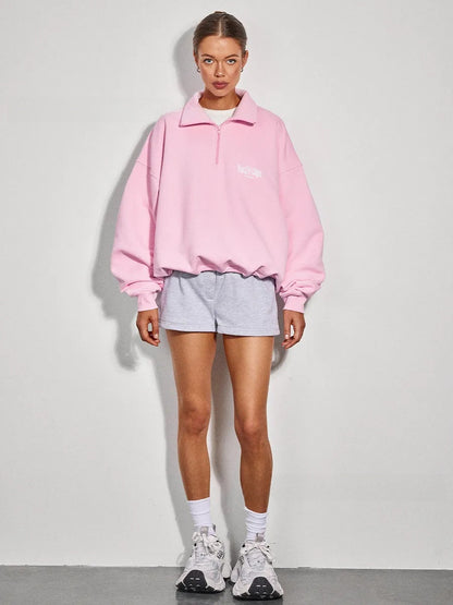 Letter Print Fleece Hooded Sweatshirt Drip Depot