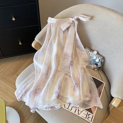 French Style Sleeveless Chiffon Halter Neck Top