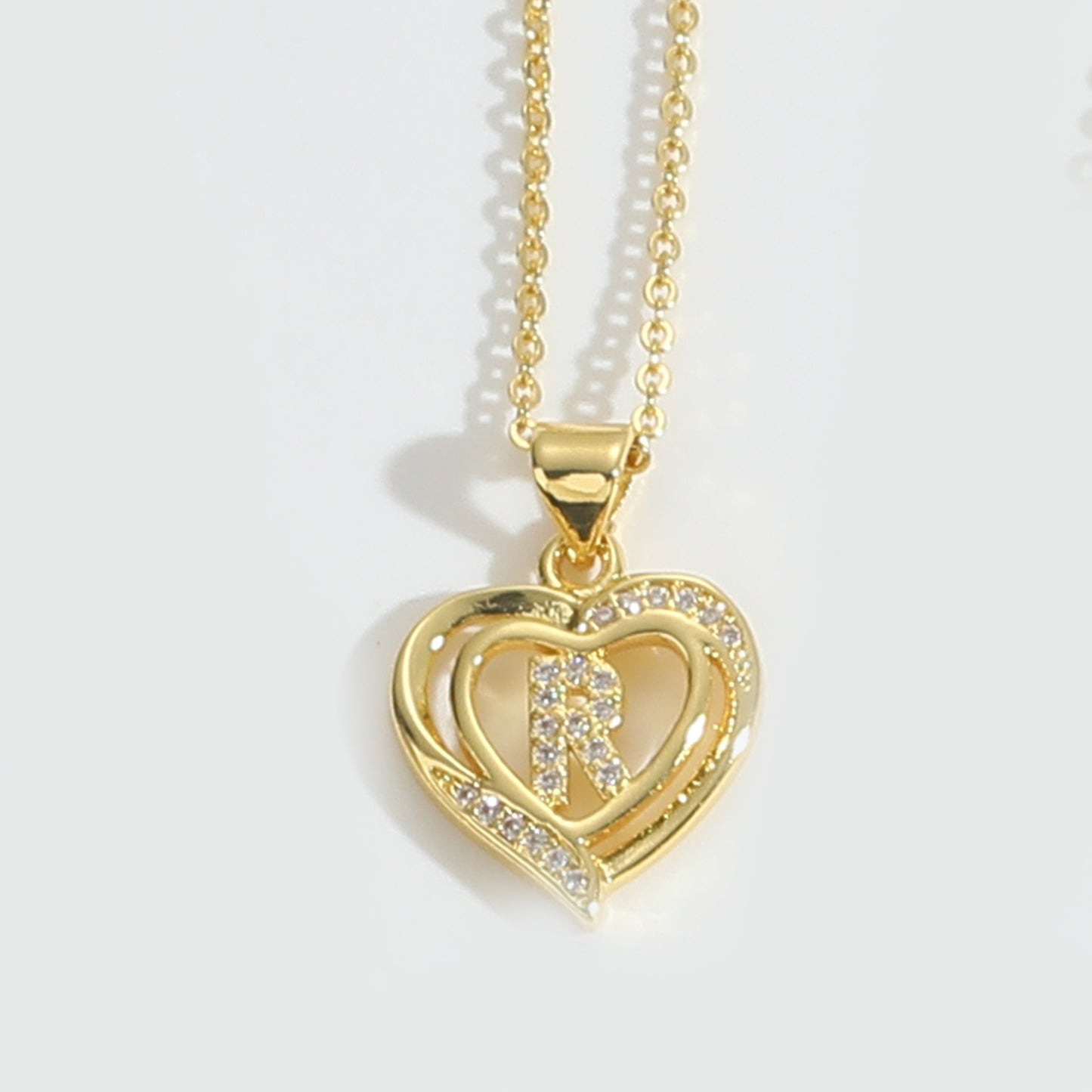 Heart Shape Zircon Letter Necklace