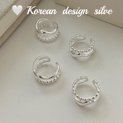S925 Sterling Silver Double Layer Bead Ring