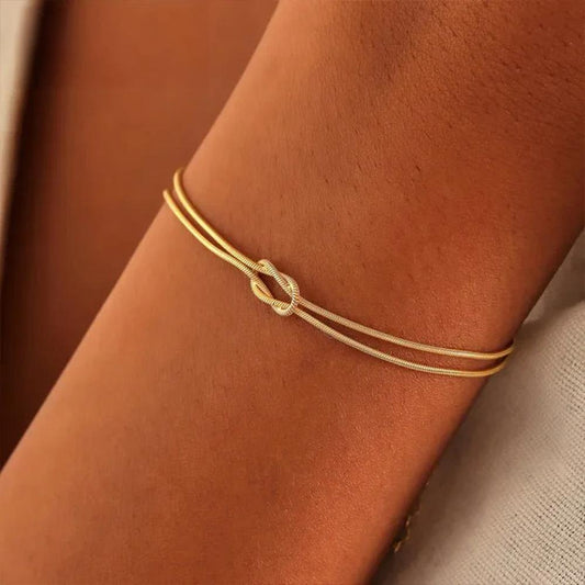 Simple Knotted Snake Bone Chain Stainless Steel Trendy Bracelet Drip Depot