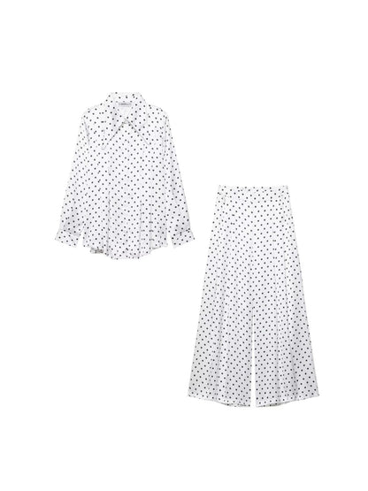 Women's Polka Dot Shirt and High-Waisted Pants Drip Depot