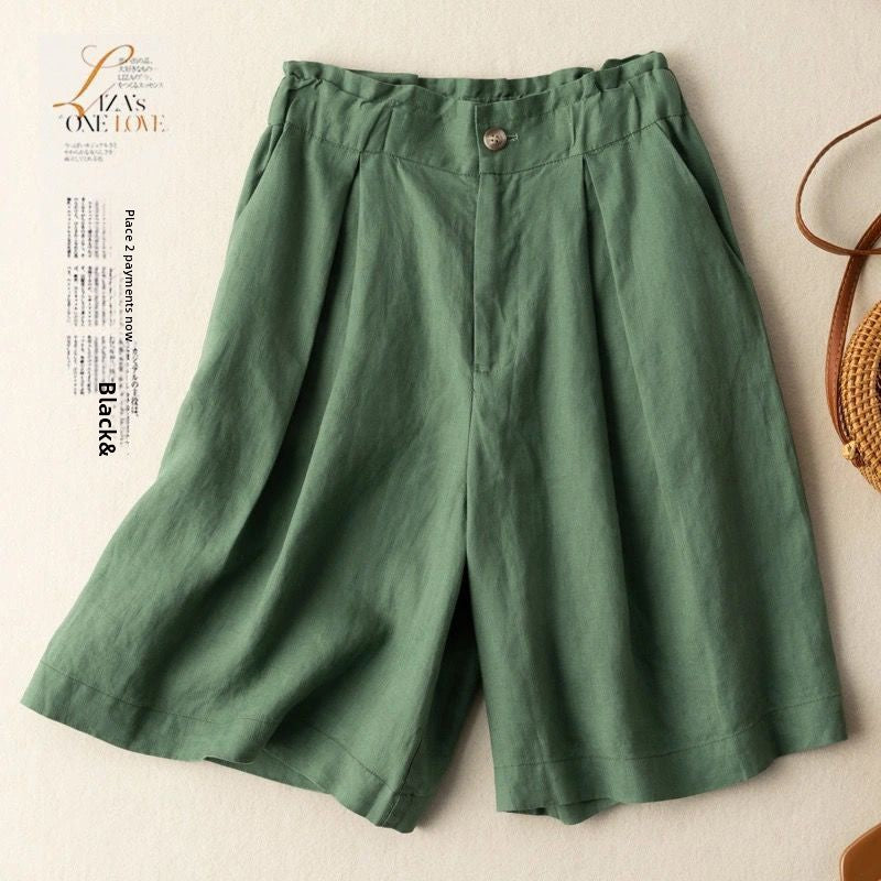 Cotton Linen Wide Leg Shorts