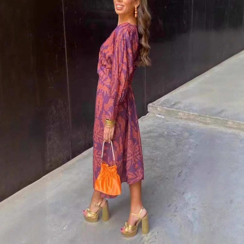 Printed A-Line Womens Dress