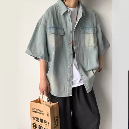 Unisex Denim Short Sleeve Shirt Jacket Drip Depot