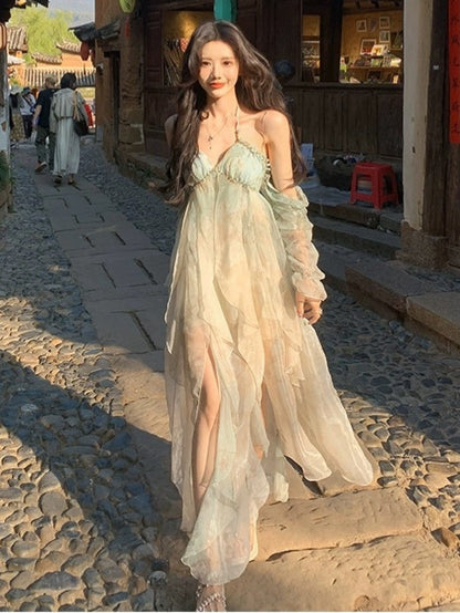 Slimming Printed Spaghetti Strap Dress