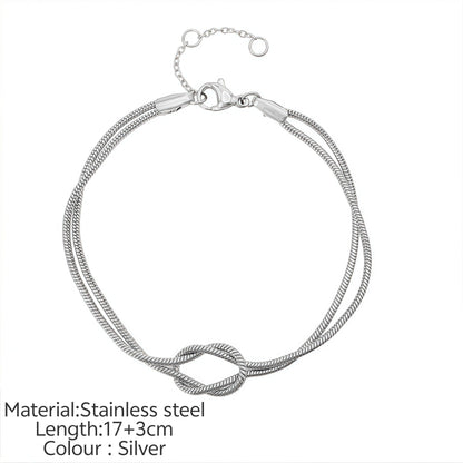 Simple Knotted Snake Bone Chain Stainless Steel Trendy Bracelet Drip Depot