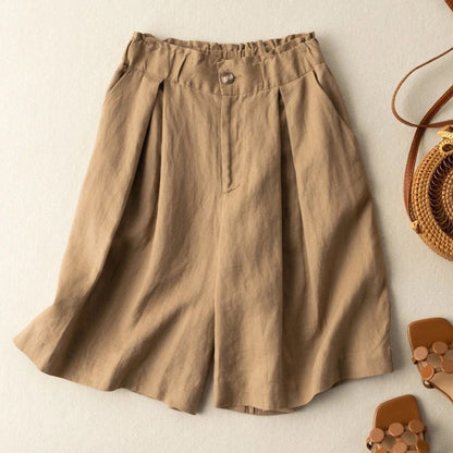 Cotton Linen Wide Leg Shorts