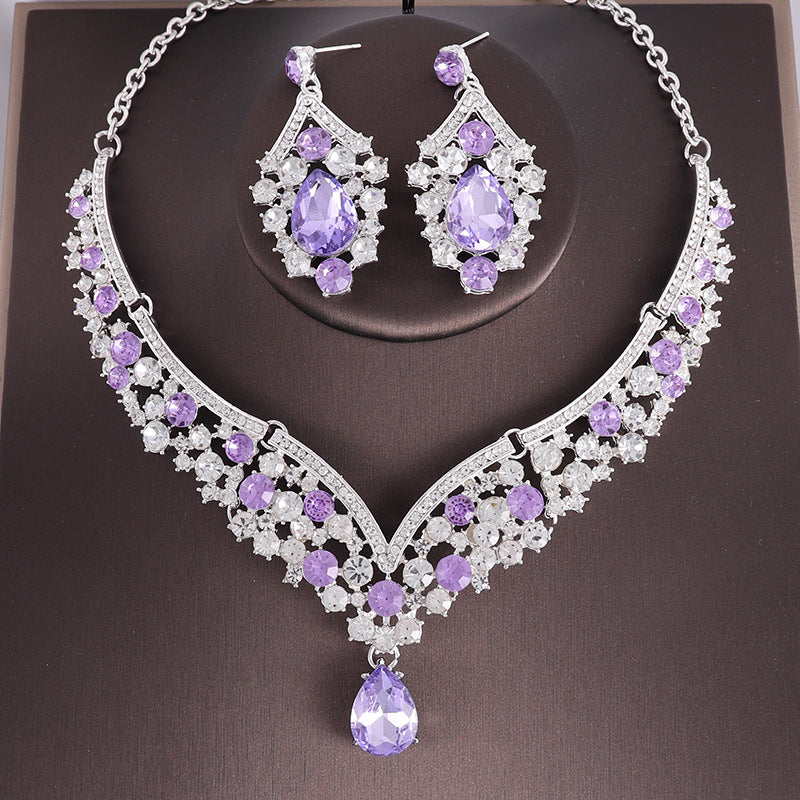 Rhinestone Necklace and Earrings Set