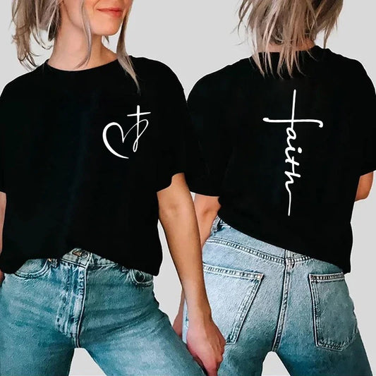 Womens Heart Print Cotton T-Shirt