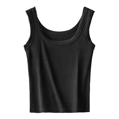 Pure Cotton Ribbed Tank Top Casual Camisole