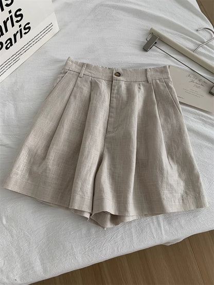 Washed Vintage Linen Cotton Shorts