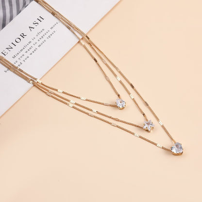 Layered Geometric Pendant Alloy Necklace
