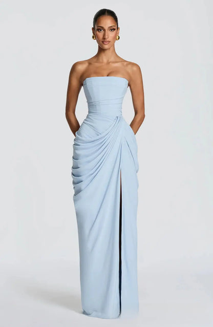 Elegant One Shoulder Evening Gown Drip Depot