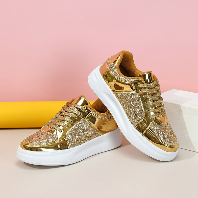 Thick Sole Sequined Casual Sneakers