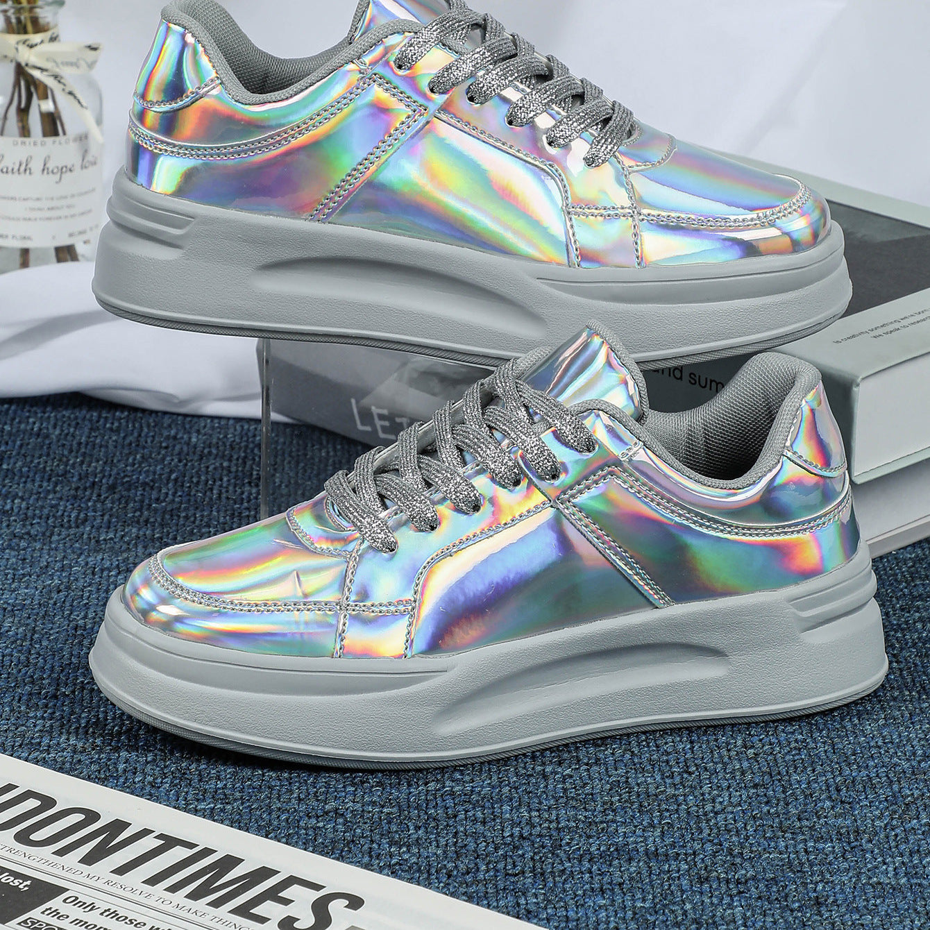 Thick Sole Sequined Casual Sneakers