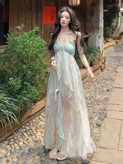 Slimming Printed Spaghetti Strap Dress