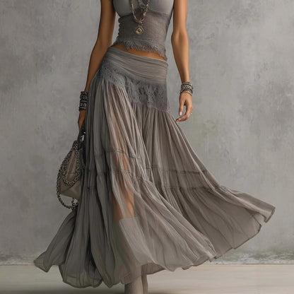 Knitted Top and Chiffon Skirt Set