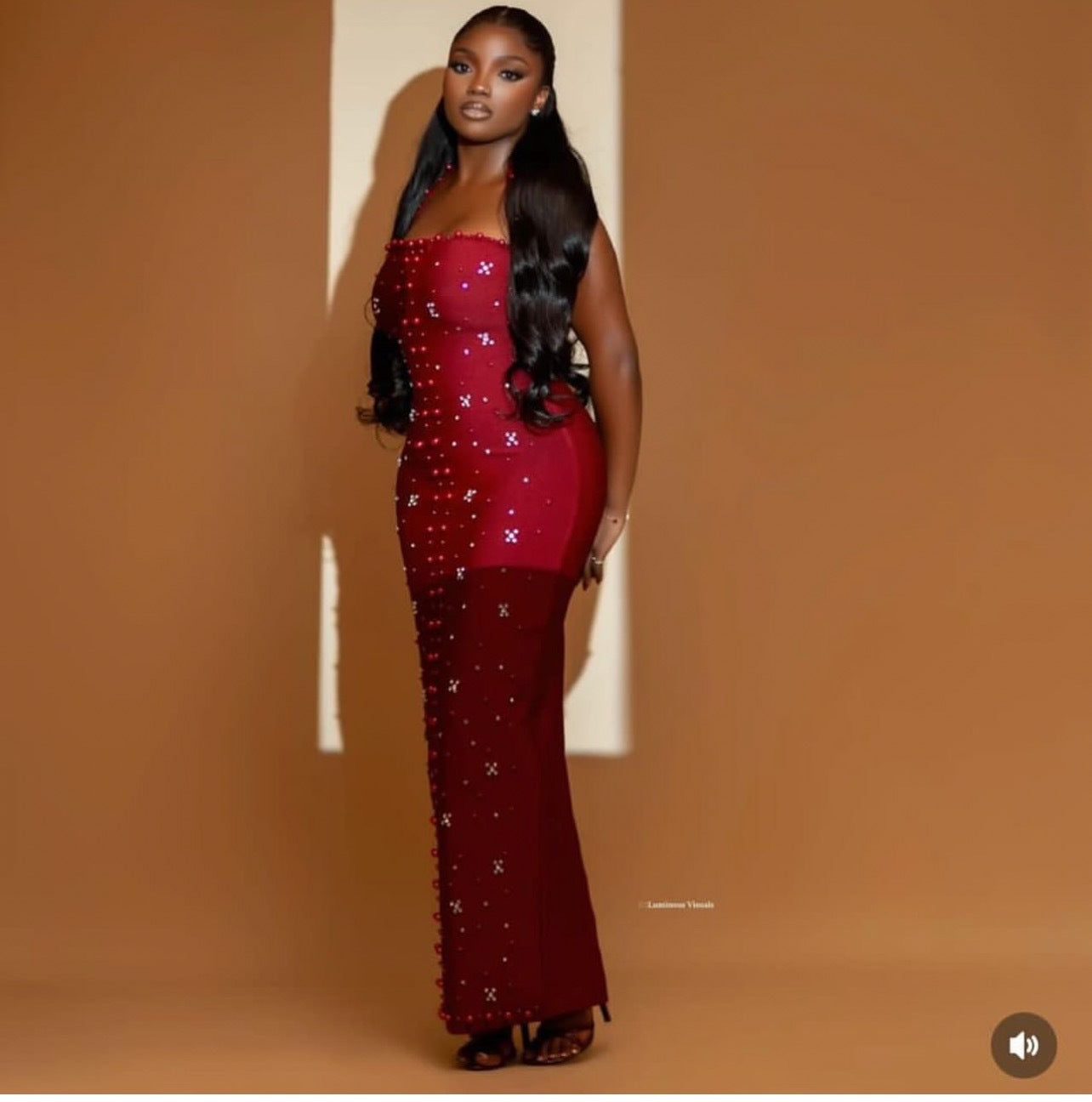 Halter Neck Diamond Beaded Dress