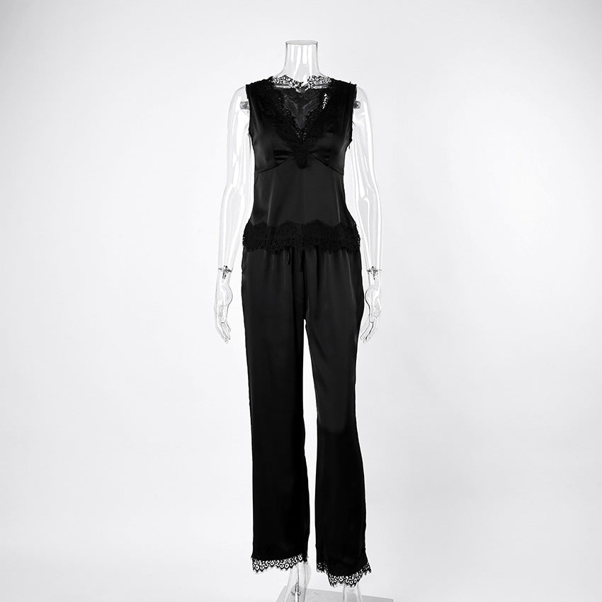 Women's Satin V-Neck Pajama Drip Depot