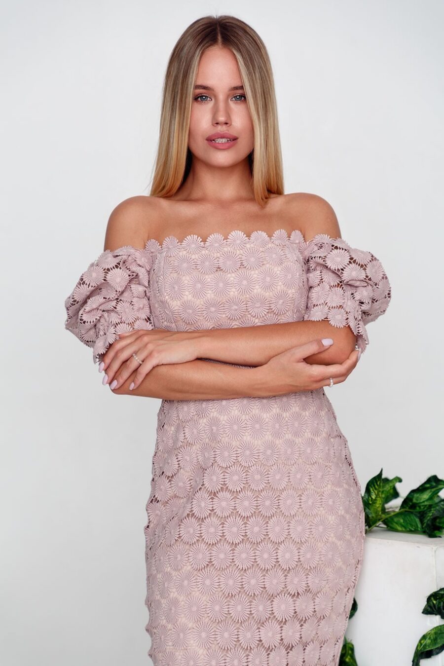 Lace Wrap Midi Dress