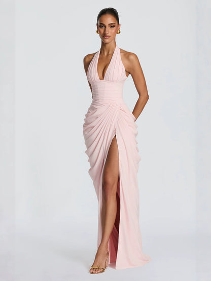 Elegant Halter Neck Evening Gown