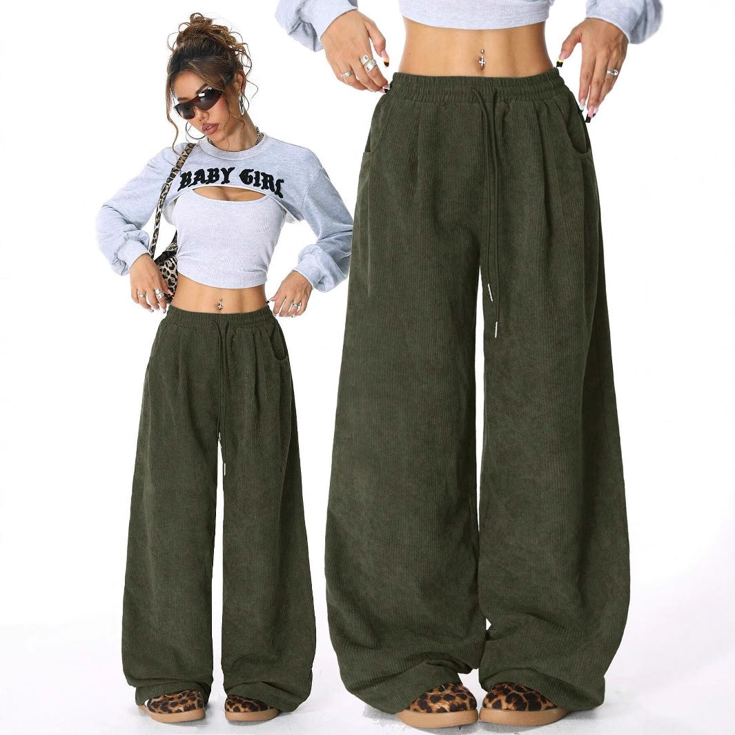 Womens Drawstring Wide Leg Pants