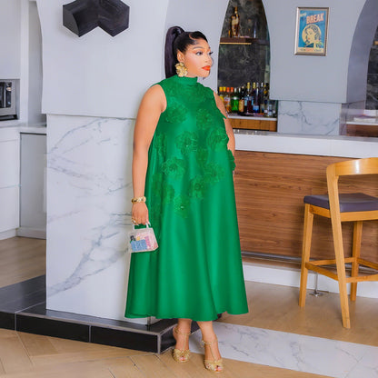 Fashion Round Neck Sleeveless Loose Fit Long Dress