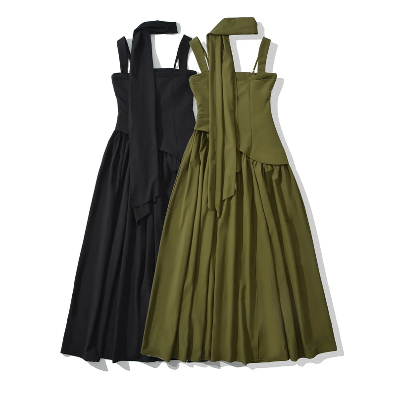 Fitted-waist pleated maxi dress Drip Depot