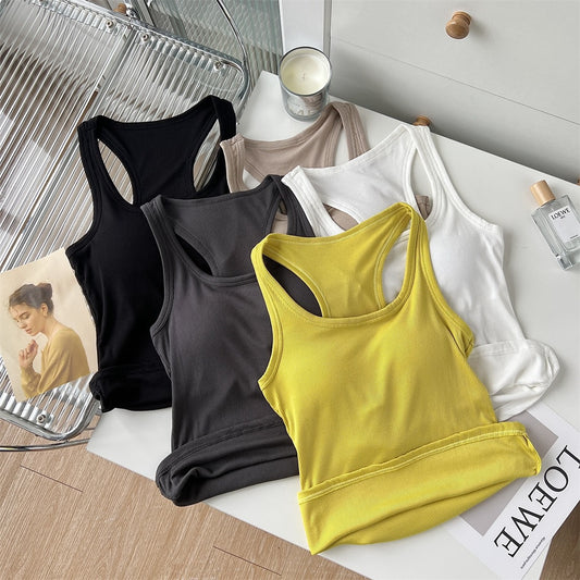 American-Style Racerback Tank Top with Chest Pads