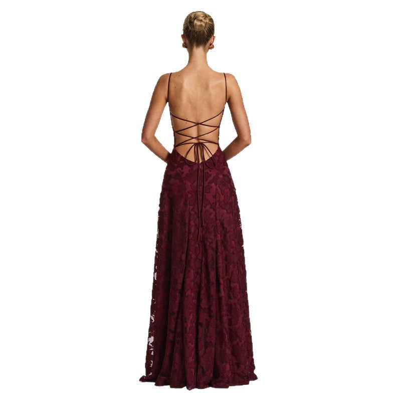Elegant Lace Backless Evening Dress Drip Depot