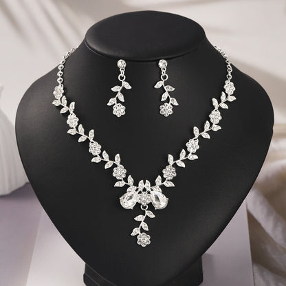 Bridal Necklace and Earring Set with Diamond Accents