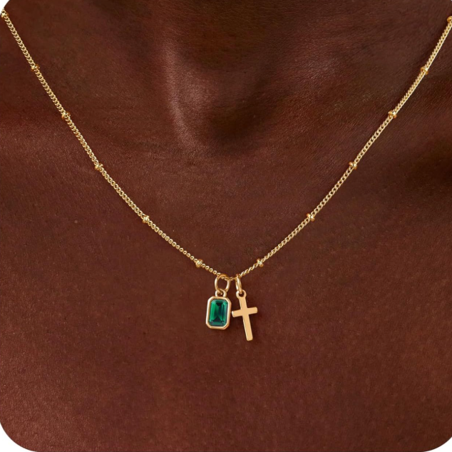 Gold Plated Cross Zircon Necklace