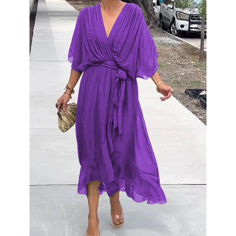 Elegant Bat Sleeve Long Dress Drip Depot