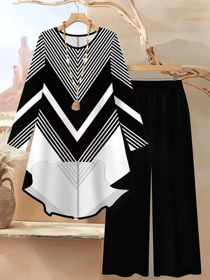 Printed Wide-Leg Pants for  Set